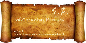 Ivánkovics Piroska névjegykártya