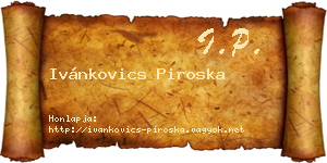 Ivánkovics Piroska névjegykártya